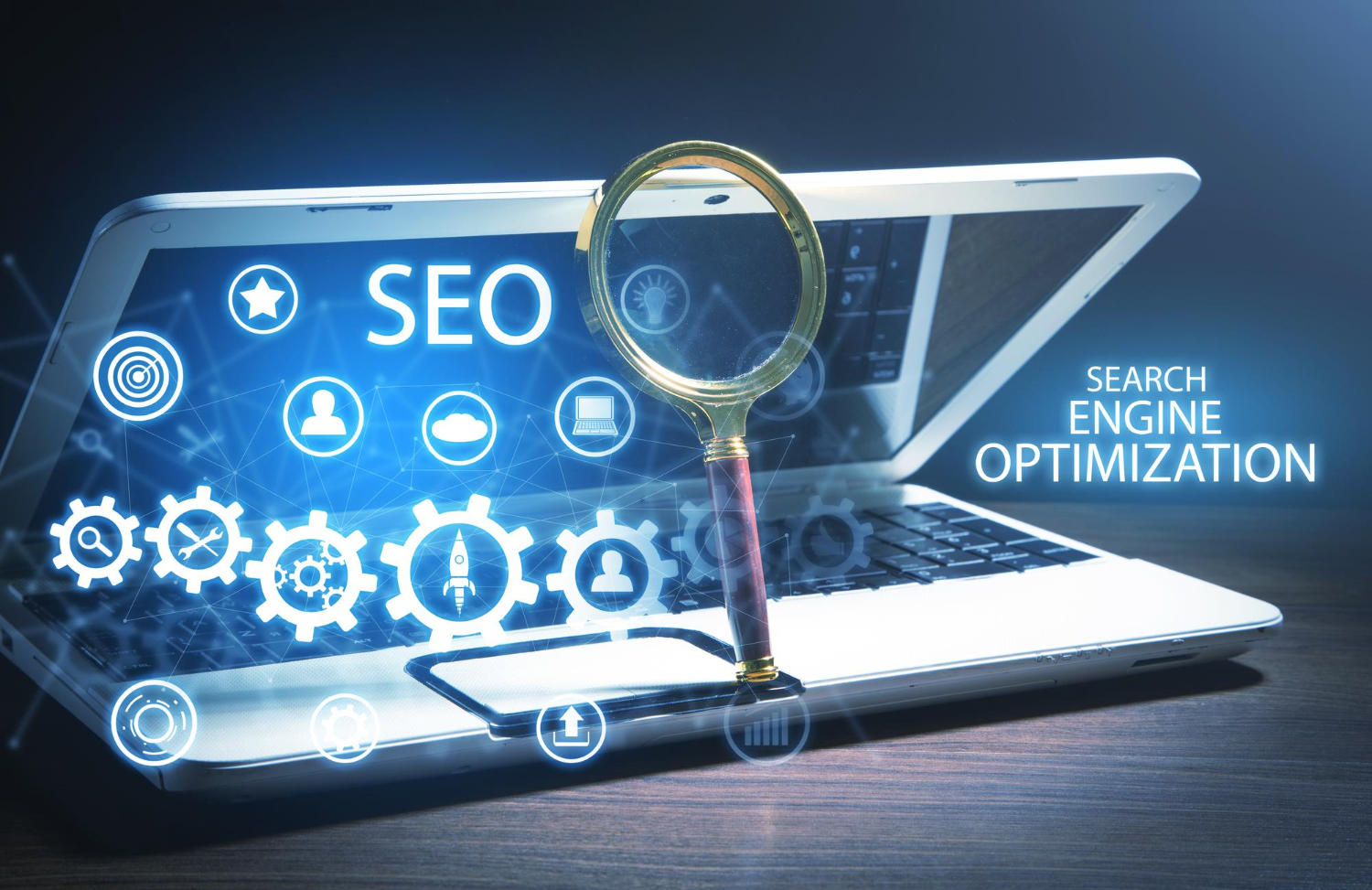 How Technical SEO Works – Illustrated with Gears and a Laptop | The Marketing Assembly
